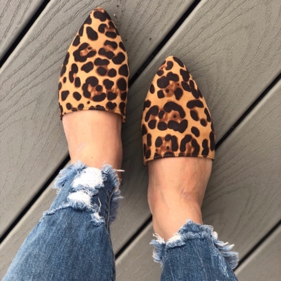 Shoes - SAVANNAH Leopard Print slip on Mules